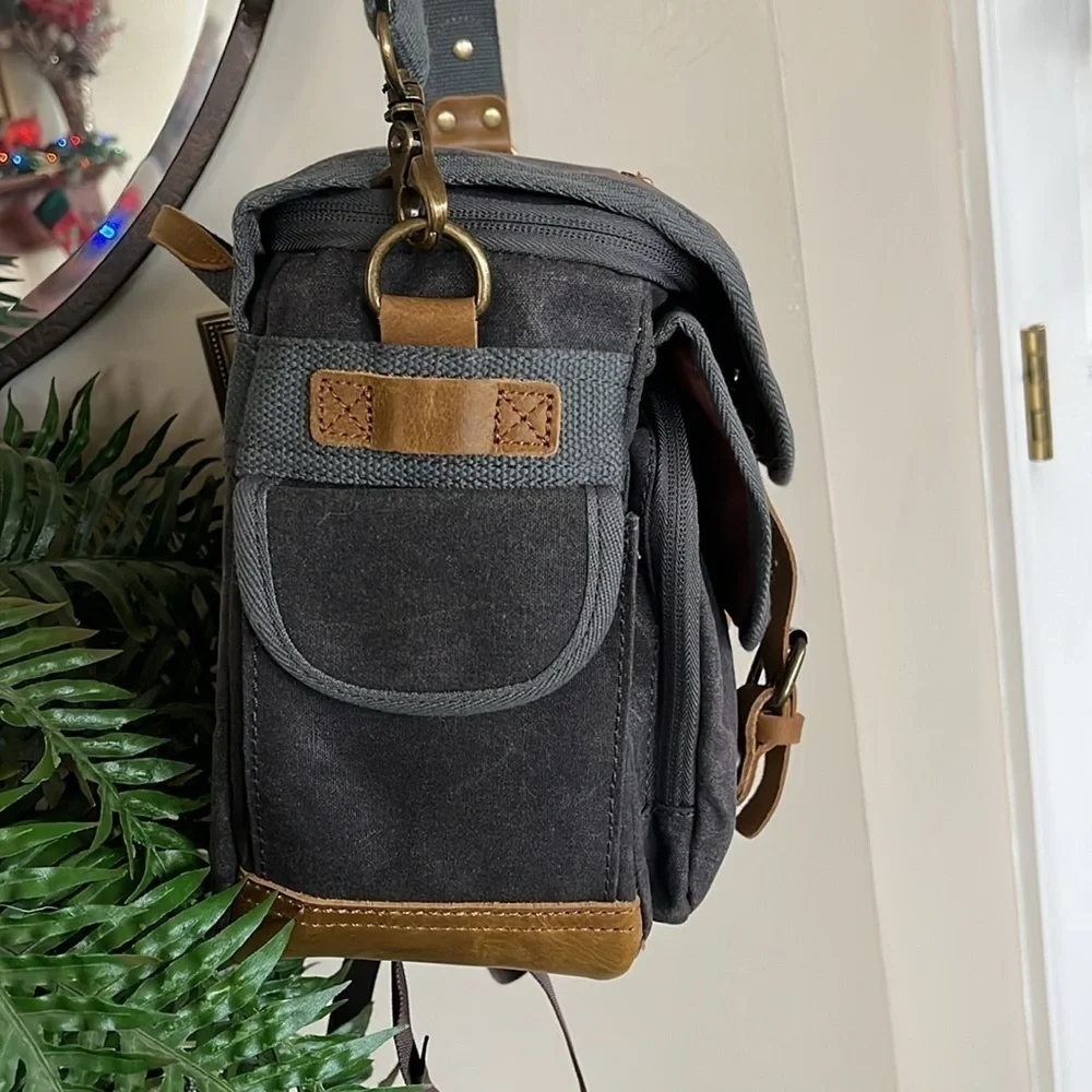 Brand New Retro Camera Bag Photography Canvas Shoulder Sling Case Vintage Gray